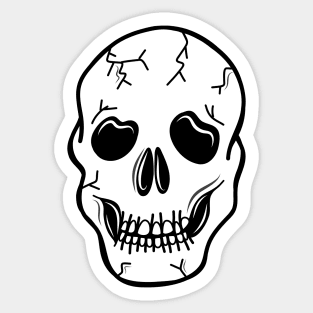 Spooky Skeleton Skull Face Cartoon on a White Backdrop, made by EndlessEmporium Sticker